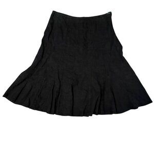 Vintage‎ 90's Y2K Linen Blend Black Midi Skirt Larry Levine 6P